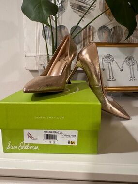Sam Edelman Metallic Gold Pointed-Toe Stiletto Pump